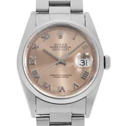 ROLEX DATEJUST 16200 PINK ROMAN 3 ROW OYSTER BRACELET F NUMBER SECOND HAND MENS