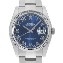 ROLEX DATEJUST 116234 BLUE ROMAN 3 ROW OYSTER BRACELET RANDOM NUMBER SECOND ...