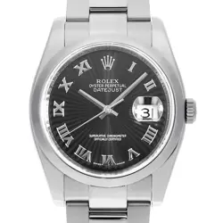 ROLEX DATEJUST 116200 BLACK SUNBEAM ROME 3 ROW OYSTER BRACELET Z NUMBER SECO...