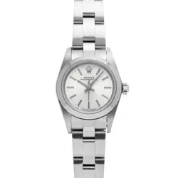 USED ROLEX OYSTER PERPETUAL 76080 SILVER LADIES WATCH #411028