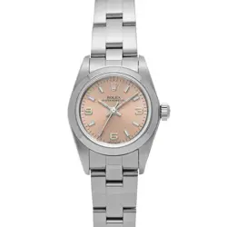 USED ROLEX OYSTER PERPETUAL 76080 PINK CASE SIZE 24×24MM LADIES WATCH #441028