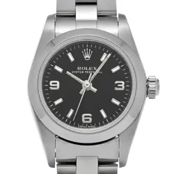 USED ROLEX Oyster Perpetual 76080 Black Case Size 24×24mm Ladies Watch #431028