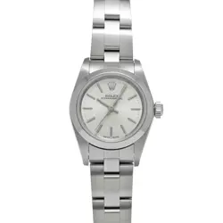 USED ROLEX OYSTER PERPETUAL 76080 SILVER LADIES WATCH #421028