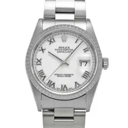 USED ROLEX DATEJUST 16220 WHITE CASE SIZE 36×36MM MEN'S WATCH #411128