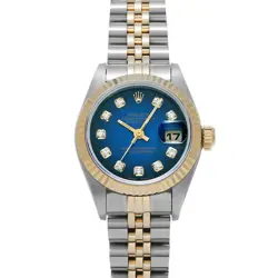 USED ROLEX DATEJUST 69173G BLUE CASE SIZE 26×26MM LADIES WATCH #411828