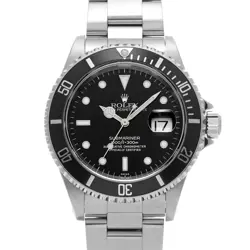 USED ROLEX SUBMARINER DATE 16610 BLACK CASE SIZE 40×40MM MEN'S WATCH #438828