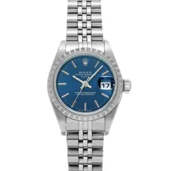 USED ROLEX OYSTER PERPETUAL DATE 79240 BLUE LADIES WATCH #41328