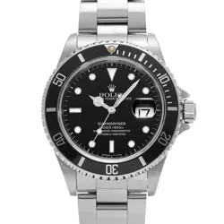 USED ROLEX SUBMARINER DATE 16610 BLACK CASE SIZE 40×40MM MEN'S WATCH #428828