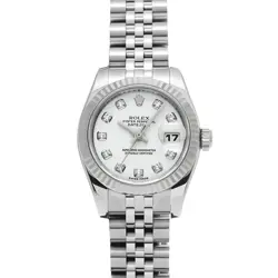 USED ROLEX DATEJUST 179174G WHITE CASE SIZE 26×26MM LADIES WATCH #411028