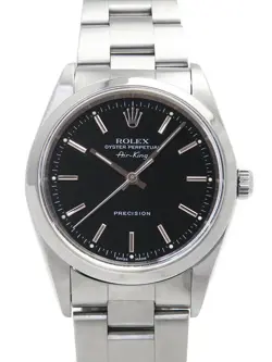 USED ROLEX AIR KING 14000M BLACK CASE SIZE 34MM MEN'S WATCH #411428