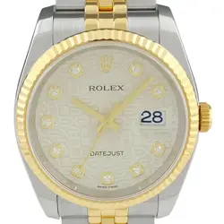 USED ROLEX DATEJUST 10P DIAMOND 116233G SILVER MEN'S WATCH #421328