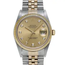 ROLEX DATEJUST 10P DIAMOND 16233G T SERIES (MANUFACTURED AROUND 1997) CHAMPA...