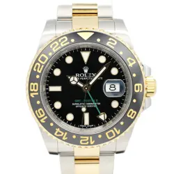 USED ROLEX GMT MASTER II 116713LN BLACK MEN'S WATCH #411128