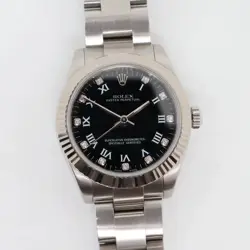 2007 MINT ROLEX 177234 OYSTER PERPETUAL 31 STEEL 18K WHITE GOLD BLACK DIAL WATCH