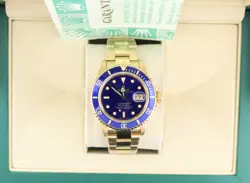 ROLEX SUBMARINER 16618 BLUE PURPLE DIAL 18KT OYSTER WITH PAPERS 40MM