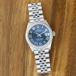 ROLEX DATEJUST 31 278274, STEEL & WHITE GOLD, BRIGHT BLUE ROMAN, JUBILEE BRAC...