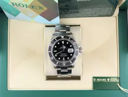 2007 ROLEX SUBMARINER DATE 16610 BLACK DIAL SS OYSTER NO HOLES WITH PAPERS 40MM