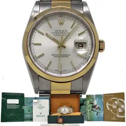 ROLEX 16203 DATEJUST 36MM STEEL GOLD SILVER INDEX AUTOMATIC *2YRWARRANTY #2263-1
