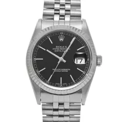 ROLEX  DATEJUST 16234 E NUMBER 1990 MANUFACTURED BLACK WATCH WRISTWATCH R45_0428