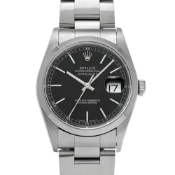 ROLEX  DATEJUST 16200 NUMBER 1996 MANUFACTURED BLACK WATCH WRISTWATCH R45_0428