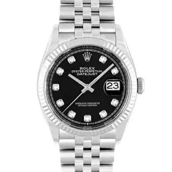 ROLEX  DATEJUST 36 126234G WG SS 36MM BRIGHT BLACK DIAL JUBILEE BRACELET DIAMOND