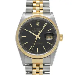 ROLEX  DATEJUST 16233 Y NUMBER 2003 BLACK WATCH WRISTWATCH R45_0428