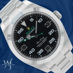 ROLEX AIR-KING  W/ CARD STEEL 40MM BLACK ARABIC DIAL SMOOTH OYSTER WATCH 116900
