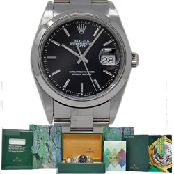 ROLEX 15200 DATE 34MM STAINLESS STEEL AUTOMATIC BLACK INDEX *2YRWARRANTY #2353-1