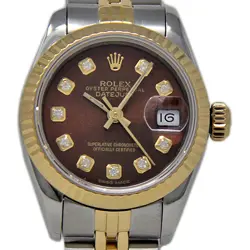 ROLEX 69173 DATEJUST 26MM STEEL & GOLD AUTOMATIC BROWN DIAMOND (CUSTOM) #2249-1