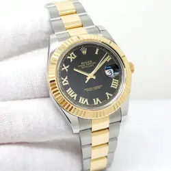 ROLEX 116333 DATEJUST II 18K/SS WITH BLACK ROMAN DIAL ON OYSTER