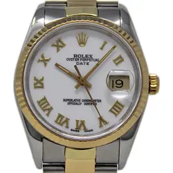 ROLEX 34MM 15223 DATE STEEL & YELLOW GOLD WHITE ROMAN DIAL AUTO 2YRWARNTY#2228-1
