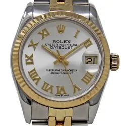 ROLEX DATEJUST 68273 31MM STEEL & YELLOW GOLD SILVER ROMAN AUTO 2YEARWTY #2228-2