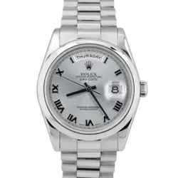 MINT ROLEX DAY-DATE PRESIDENTIAL 36MM SILVER ROMAN 950 PLATINUM WATCH 118206