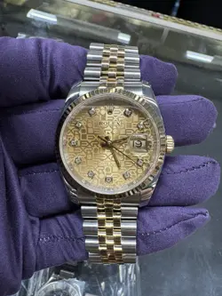 ROLEX DATEJUST 116233 FACTORY CHAMPAGNE JUBILEE DIAMOND DIAL 18K GOLD STEEL 36MM
