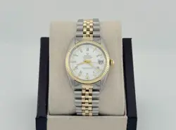 ROLEX DATEJUST 6824 WHITE ROMAN DIAL 14K YELLOW GOLD STAINLESS STEEL