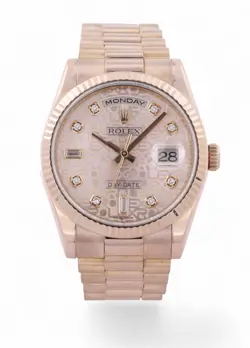ROLEX DAY-DATE 36 EVEROSE GOLD PRESIDENT - FACTORY DIAMOND JUBILEE DIAL - 118235