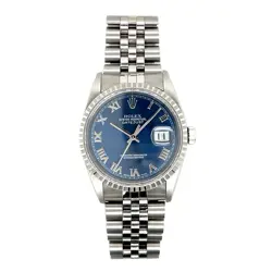 PRE-OWNED 18K WHITE GOLD BEZEL & STEEL ROLEX DATE JUST 36MM