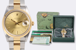 ROLEX OYSTER PERPETUAL DATE 15203 STEEL & 18K YELLOW GOLD 34MM WATCH UNPOLISHED