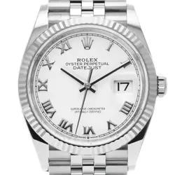 MENS ROLEX DATEJUST 16014 WHITE ROMAN 18K WHITE GOLD & STAINLESS STEEL WATCH