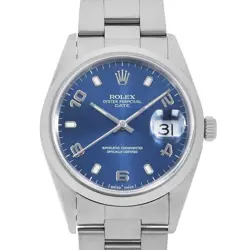 ROLEX OYSTER PERPETUAL DATE 15200 BLUE FLYING ARABIC A NUMBER SECOND HAND MENS
