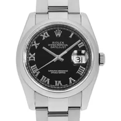 ROLEX DATEJUST 116200 BLACK ROMAN 3 ROW OYSTER BRACELET M NUMBER SECOND HAND...