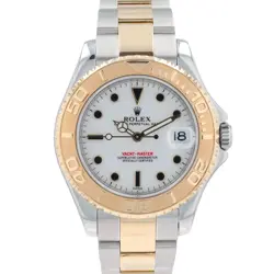 ROLEX MIDSIZE YACHT-MASTER 35MM TWO-TONE WHITE DIAL ROTATING BEZEL OYSTER