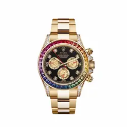 ROLEX DAYTONA 116598RBOW 'RAINBOW' YELLOW GOLD BLACK DIAL SAPPHIRE BEZEL