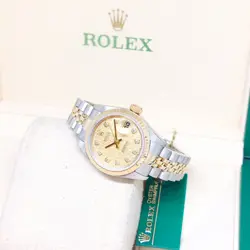 ROLEX 18K HG 26MM LADIES CHAMPAGNE JUBILEE BIG DIAMONDS DATEJUST REF: 79173 (K)