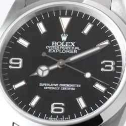 ROLEX EXPLORER I 14270 BLACK ALL TRITIUM SINGLE BUCKLE W NUMBER SECOND HAND MENS