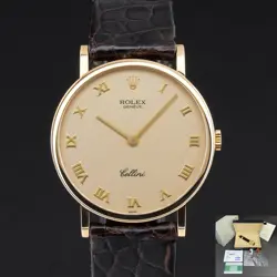 ROLEX CELLINI 5112 32MM 1995 YELLOW GOLD CHAMPAGNE ROMAN DIAL FULLSET 1Y WARRANT
