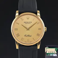 ROLEX CELLINI 5116 32MM 2008 YELLOW GOLD CHAMPAGNE ROMAN DIAL FULLSET 1Y WARRANT