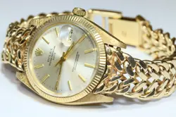 ROLEX MENS WATCH OYSTER PERPETUAL DATEJUST 14K CUSTOM BAND