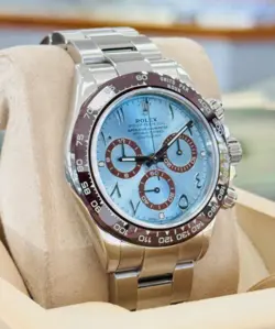 ROLEX COSMOGRAPH DAYTONA 116520 CUSTOM ICE BLUE ARABIC DIAL CERAMIC BEZEL WATCH