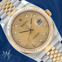 ROLEX DATEJUST 36 TWO TONE CHAMPAGNE JUBILEE DIAMOND FLUTED JUBILEE WATCH 116233